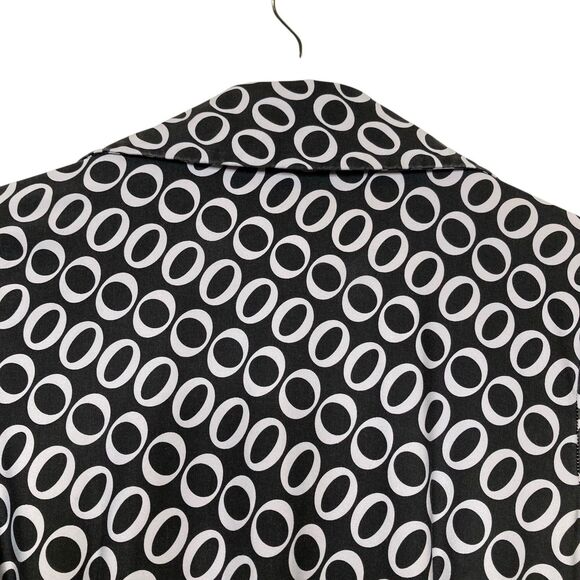 Diane von Furstenberg 100% Silk Black White Circle Long Sleeve Wrap Dress Size 4 - Picture 7 of 13